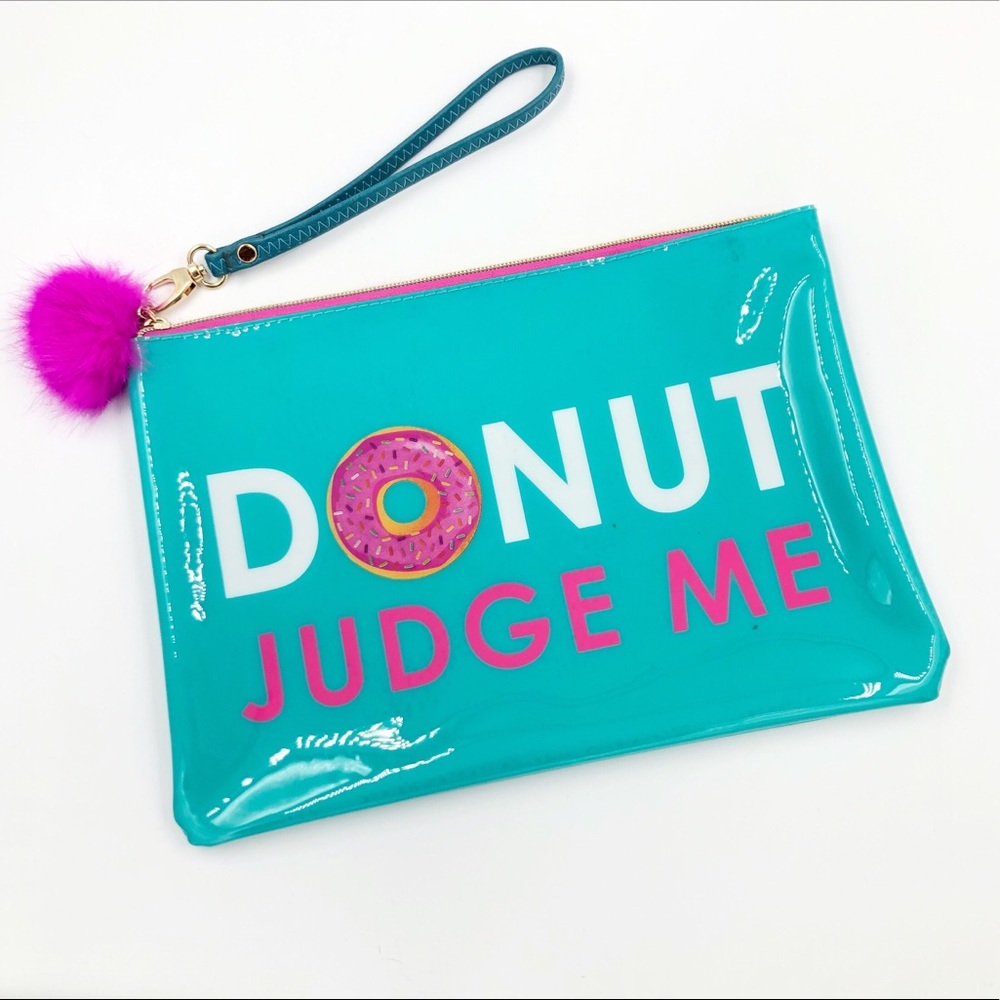 ❤️ Donut Clutch / Wristlet / Travel Bag with PomPom